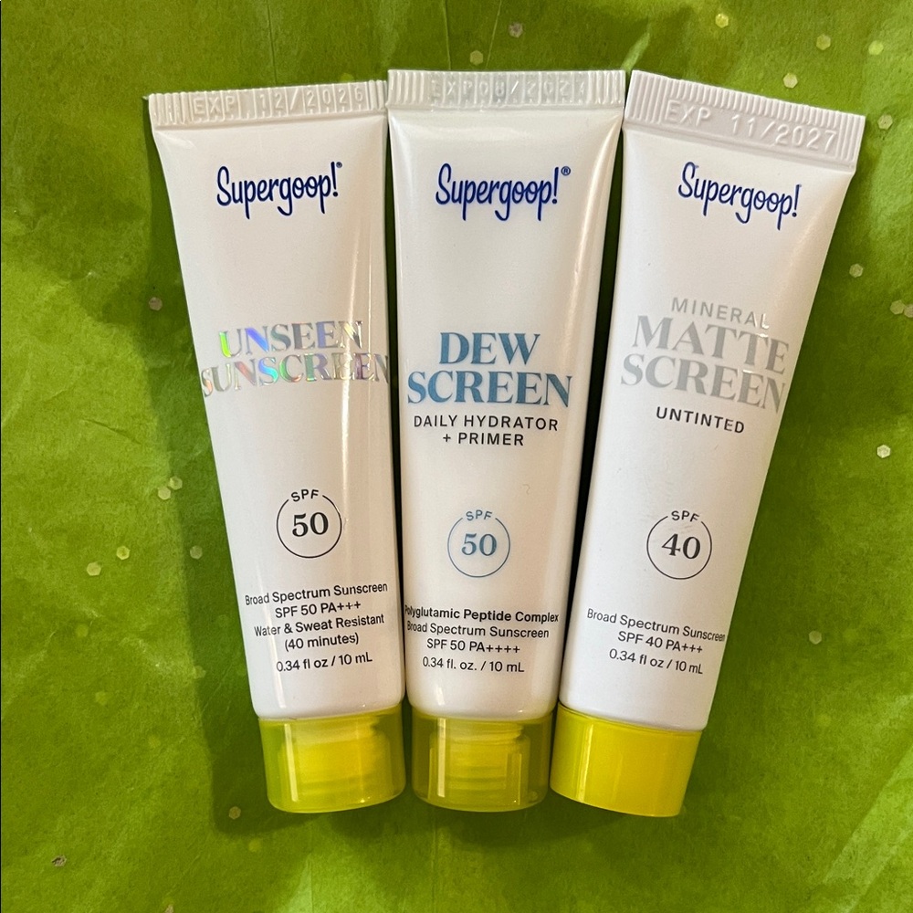 Supergoop! Trio of Sunscreen - Unseen, Dew & Matte Travel Sizes New!